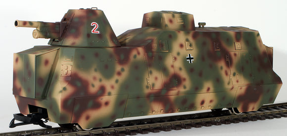 G-Gauge Model Trains- G Panzer #225049 German Armored Panzer Train #42 Infantry Gun Wagon Rail Car - Summer Camo