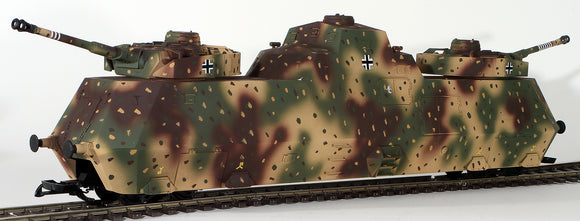G-Gauge Model Trains- G Panzer #225045 German Armored Panzer Rail Car with Dual Mark IV Turret- Summer Camo