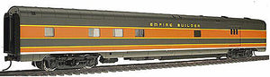 Walthers HO Scale 932-9070 "Empire Builder" Streamlined CB&Q-Owned Car -- ACF Baggage-Dormitory (orange, green w/decals)