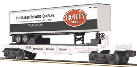 MTH O Gauge Model Trains 30-76110 Pittsburgh Brewing Co. Flatcar w/Iron City Beer Trailer
