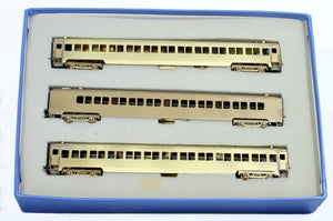 HO Brass Model Train - NJ Custom Brass New Haven 3-Car Light Weight Coach Set - Unpainted