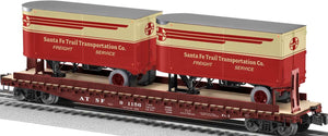 Lionel 2026611 Santa Fe 50' Flatcar #91156 w/Two 20' Trailers - Santa Fe Trails Transportation Co.