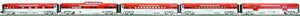 MTH O Gauge Model Trains 20-6512 Rock Island Passenger Set: Baggage; Observation; 2 Coaches; Vistadome; "Golden Rocket" 70' ABS Streamlined Ribbed