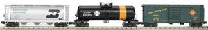 MTH O Gauge Model Trains 20-90025 BNSF Merger Series: AT&SF Gas Tankcar, TPW 40' SD Boxcar, BN 3-Bay Cyl. Hopper