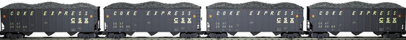 MTH O Gauge Model Trains 20-97034 CSX Coke Express 4-Coke Hopper Set