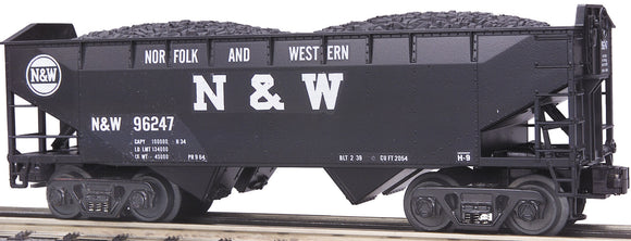 MTH O Gauge Model Trains 20-97430 N&W 2-Bay Offset Hopper w/Coal Load