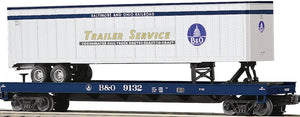 MTH O Gauge Model Trains 20-98115 Baltimore & Ohio Flatcar #9145 w/B&O Trailer