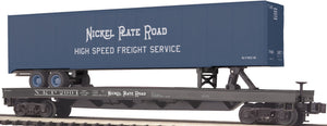 MTH O Gauge Model Trains 20-98415 Nickel Plate Road Flatcar w/48ft Trailer