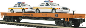 MTH O Gauge Model Trains 20-98487 ICG Flatcar w/2 Ford Police Cars