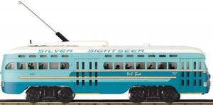 MTH O Gauge Model Trains 30-2510-1 Washington DC PCC Electric Street Car "Silver Sightseer"