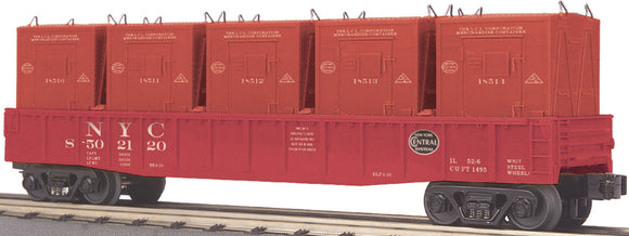 MTH O Gauge Model Trains 30-7266 NYC Gondola w/5 LCL Containers