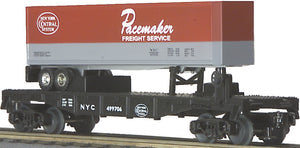 MTH O Gauge Model Trains 30-7608 NYC Semi-Scale Flatcar w/Pacemaker Trailer