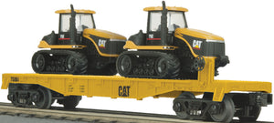 MTH O Gauge Model Trains 30-76145 CAT Flatcar w/2 75E Agricultural Tractors Load
