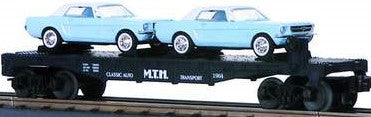 MTH O Gauge Model Trains 30-7617 MTH Auto Transport Flatcar w/ERTL '64 Mustangs