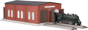 MTH O Gauge Model Trains 30-9030 Dual-Stall Engine Shed: Red w/Gray Roof