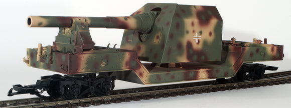 G-Gauge Model Trains- G Panzer #225035 German Four Axle Railway Gun with 15cm Cannon - Summer Camo