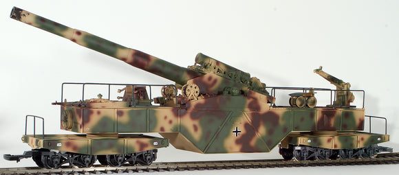 G-Gauge Model Trains- G Panzer #225035 German Eight Axle Railway Gun with 15cm Cannon - Summer Camo