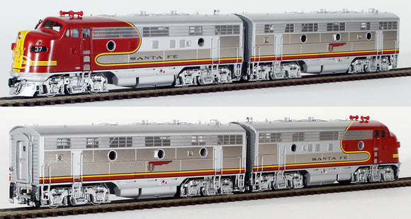 HO Brass Model Trains - Challenger Imports ATSF Sante Fe EMD F7 A+B+B=A  Diesel Set - Factory Painted