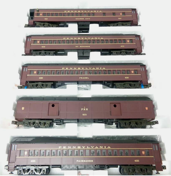 MTH O Gauge Model Trains MT-4018 PRR Madison Passenger Set: 3 Coaches; Baggage; Observation
